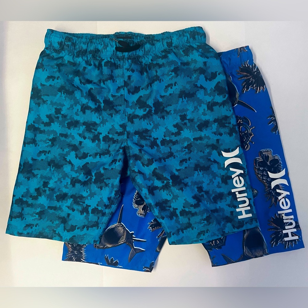 Under Armour Boys Swim Trunks 2 Pack Blue and Teal Size 10-12 UEC